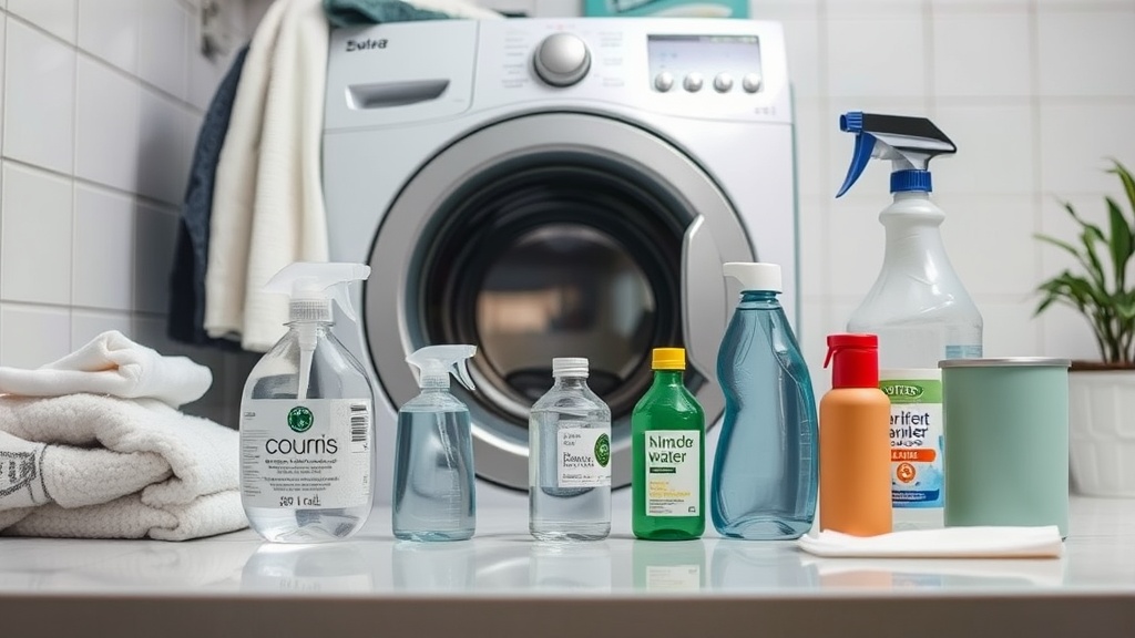 Water filters, cleaning supplies, laundry, personal care, and pet products on a retail shelf