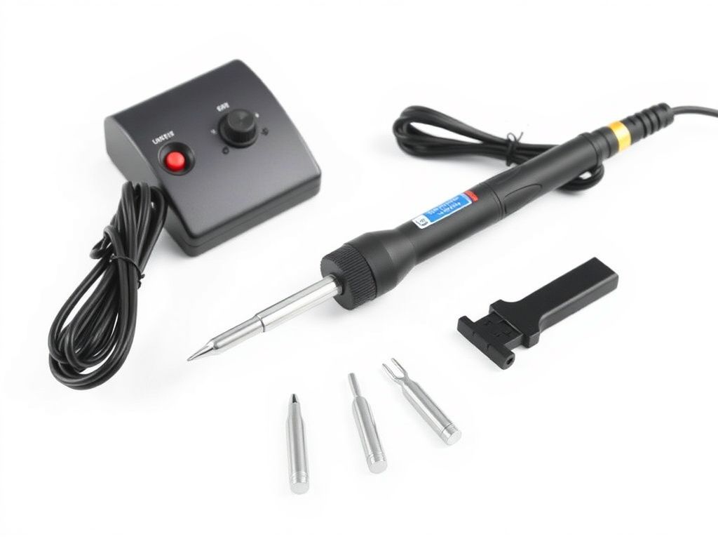 60W Adjustable Temperature Soldering Iron Kit - 9-in-1 With 5 Tips, Solder Wire Stand for Soldering and Repair